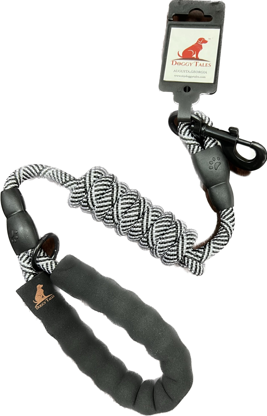 Braided Rope Leash - Black/White