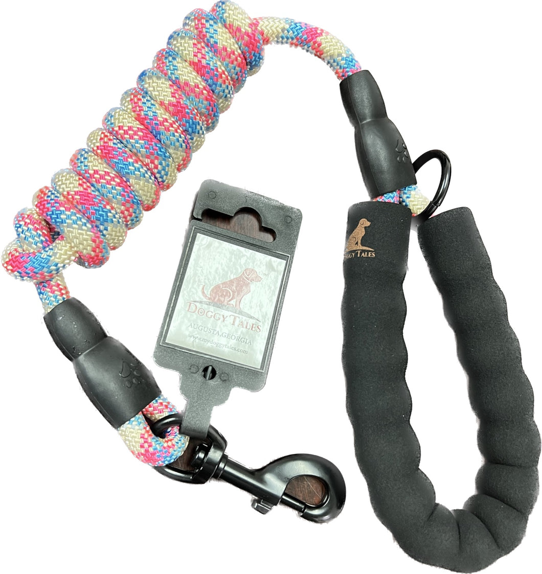 Braided Rope Leash - Pink/Blue/White