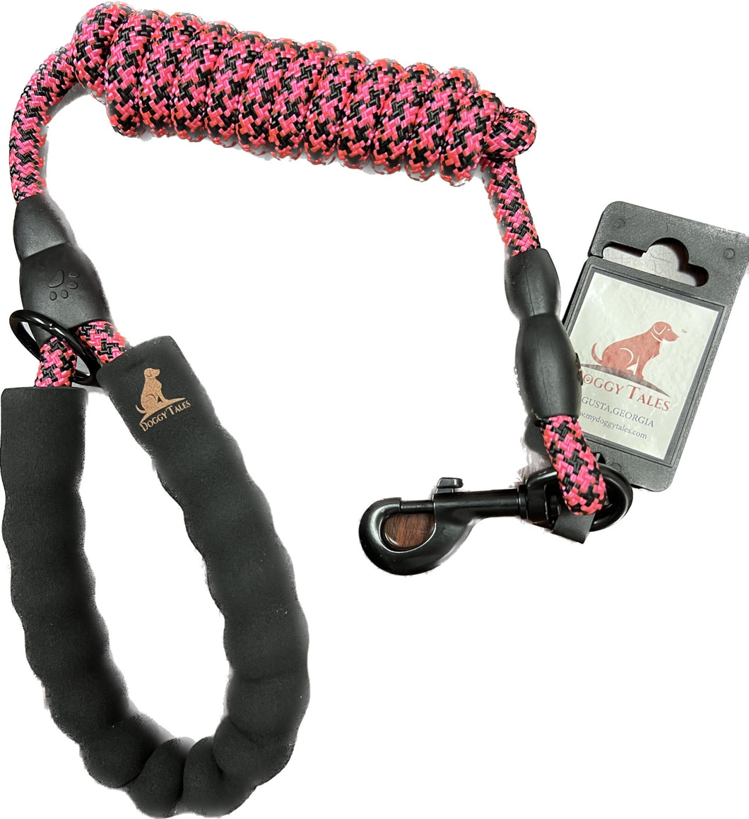 Braided Rope Leash - Pink/Black