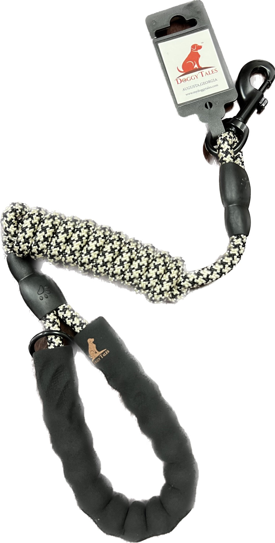 Braided Rope Leash - Black/White